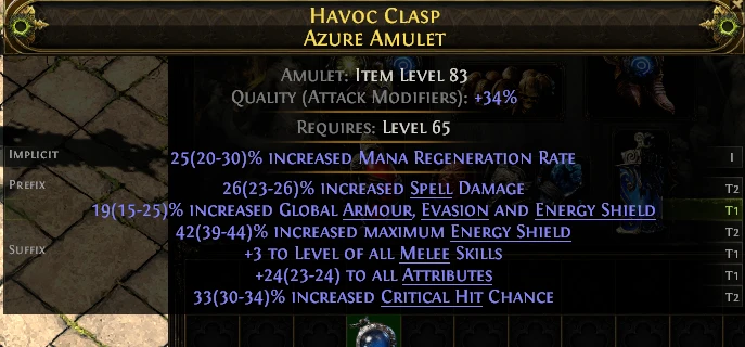 HAVOC CLASP AZURE AMULET