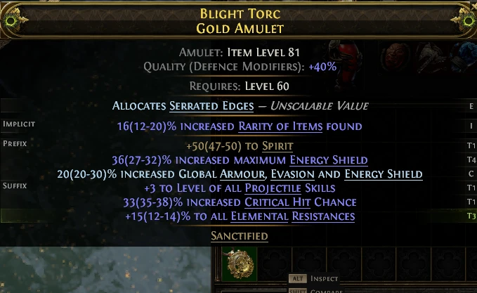 BLIGHT TORC GOLD AMULET
