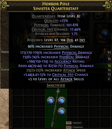 HORROR POLE SINISTER QUARTERSTAFF