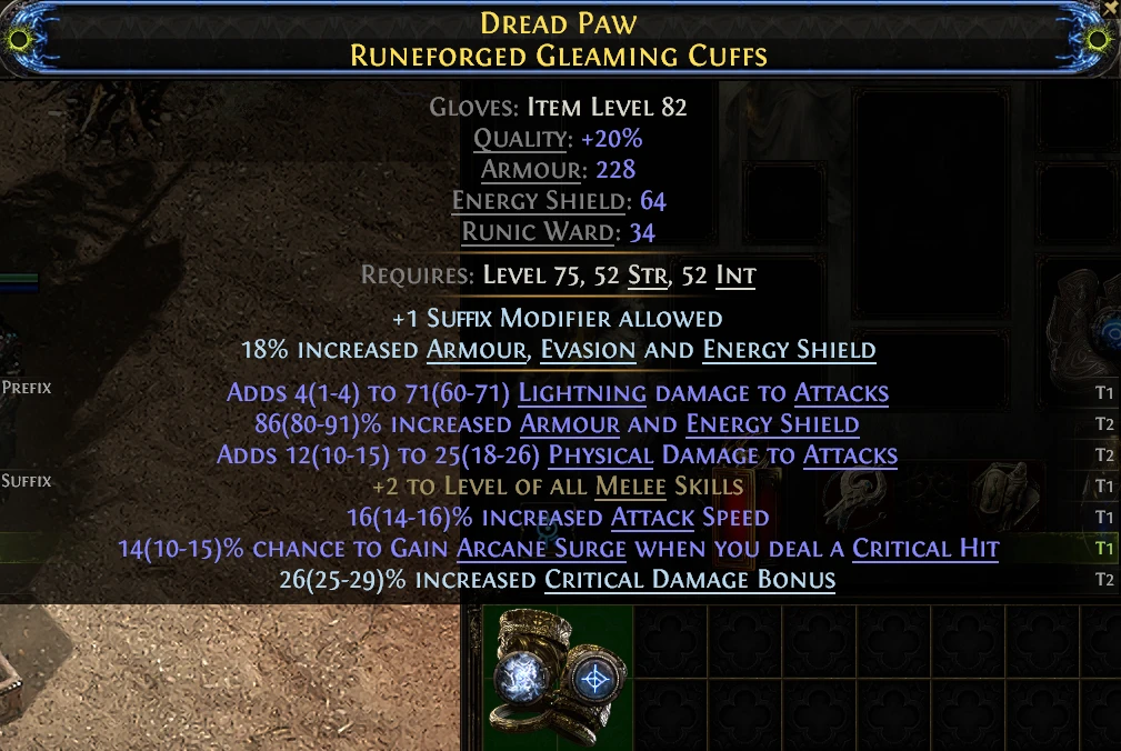 DREAD PAW RUNEFORGED GLEAMING CUFFS