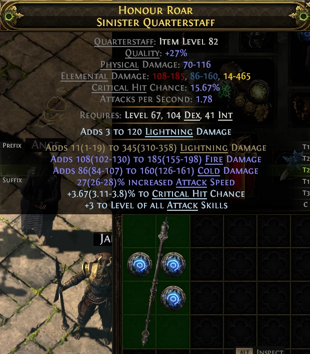 HONOUR ROAR SINISTER QUARTERSTAFF